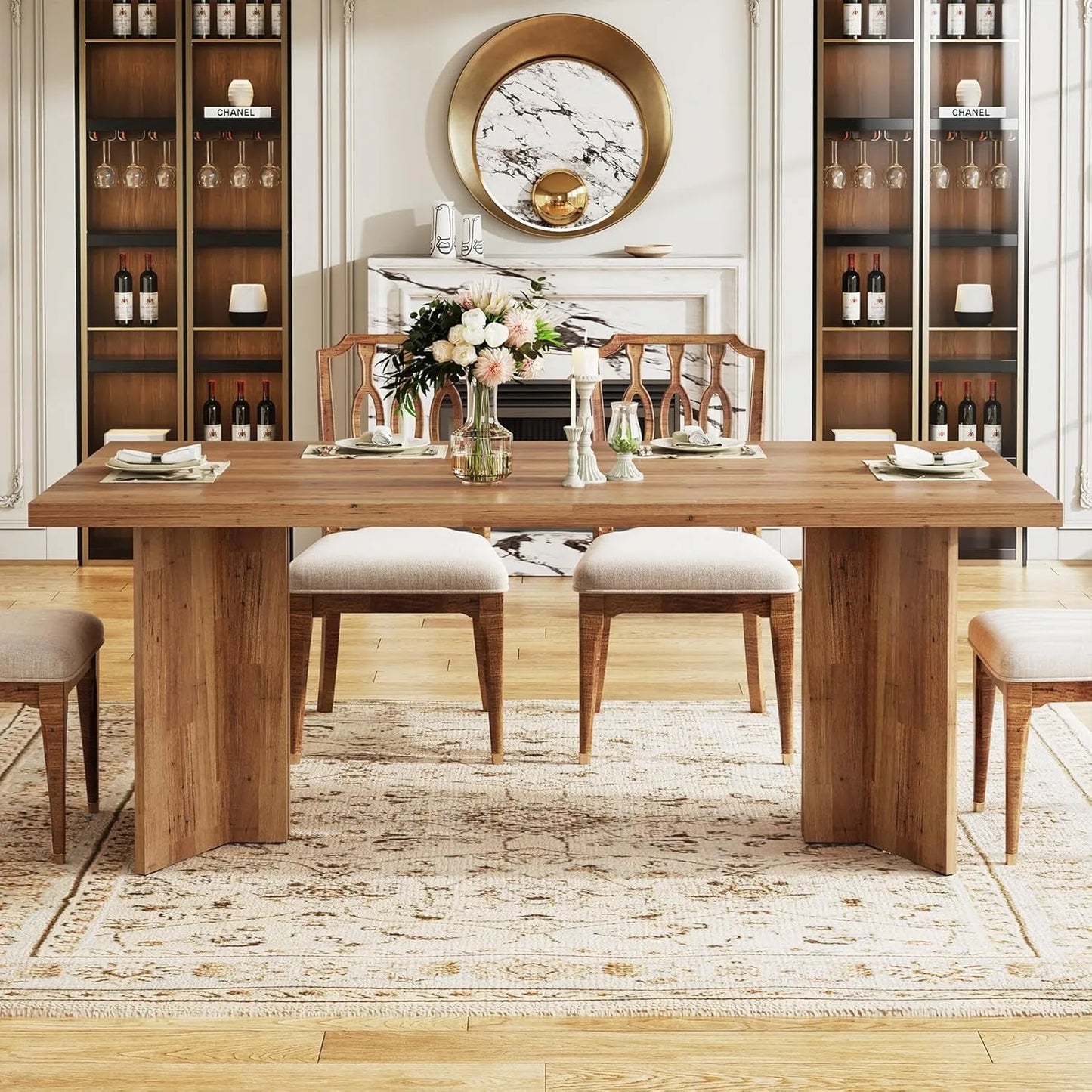 63-inch Farmhouse Kitchen Table with Large Tabletop