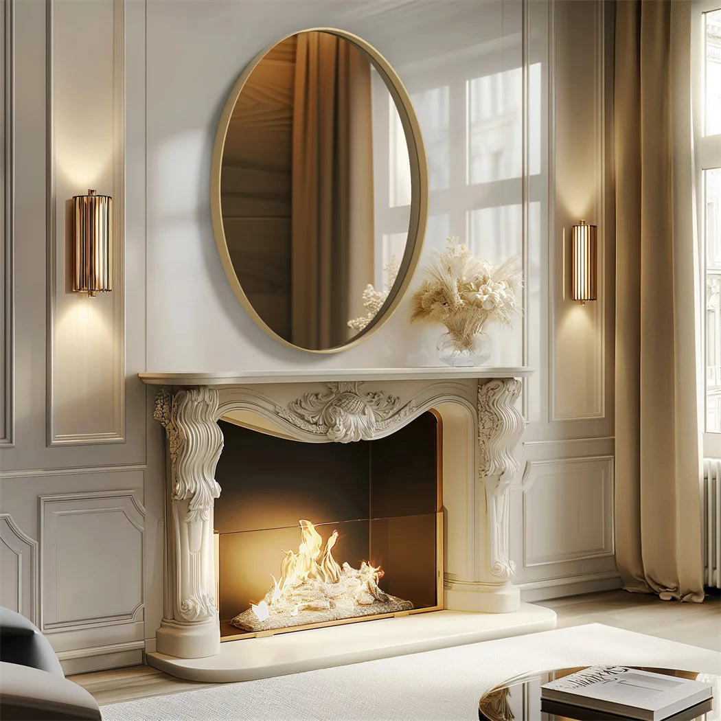 Brushed Gold Mirror with Metal Frame