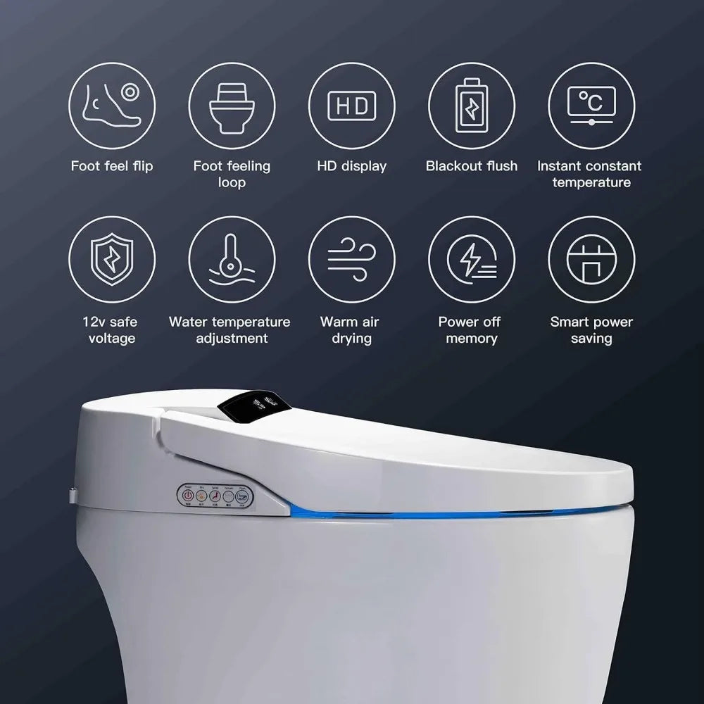 Toilets with Warm Water Sprayer & Dryer, with Fahrenheit LED Display