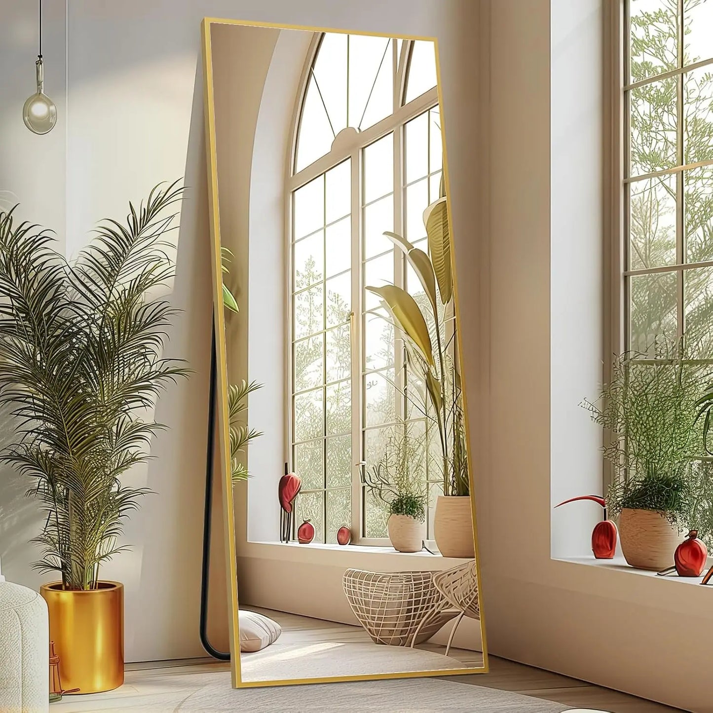 64"x21"Full Length body Mirror with Stand Full Length Aluminum Alloy