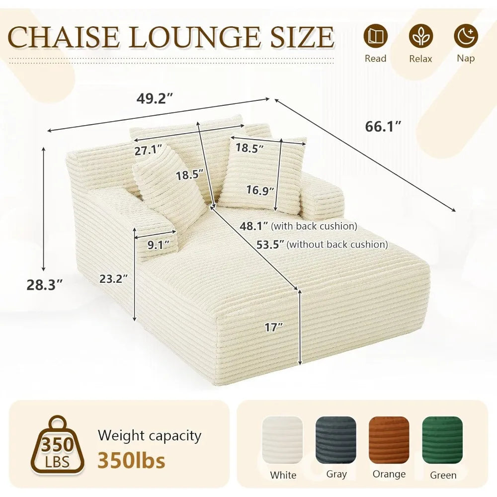 Oversized Chaise Lounge Sofa Bed with Throw Pillows and Armrests