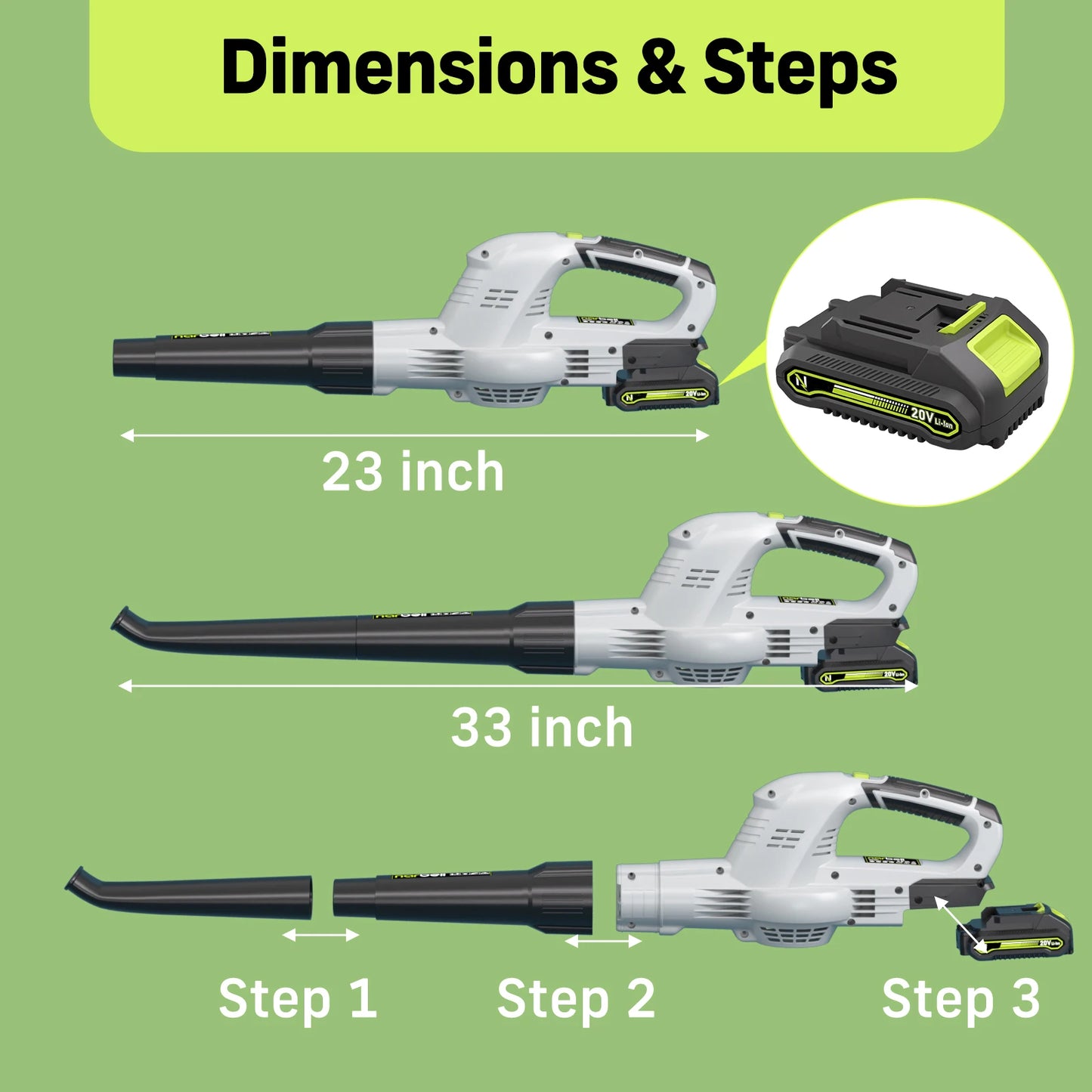 2 Speed Electric Cordless Leaf Blower with 1 Battery and Charger.