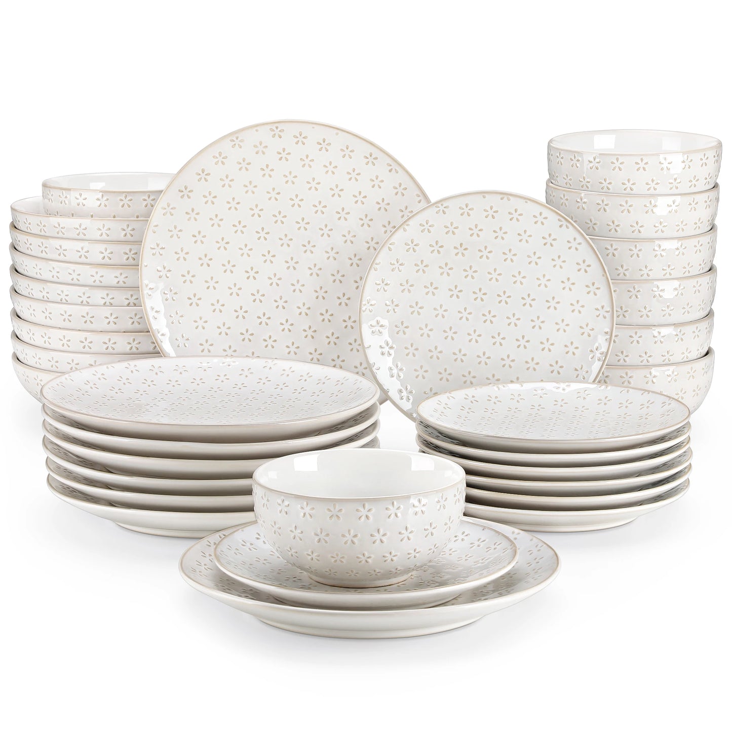 16/32 Piece Stoneware Plates Dinner Set.