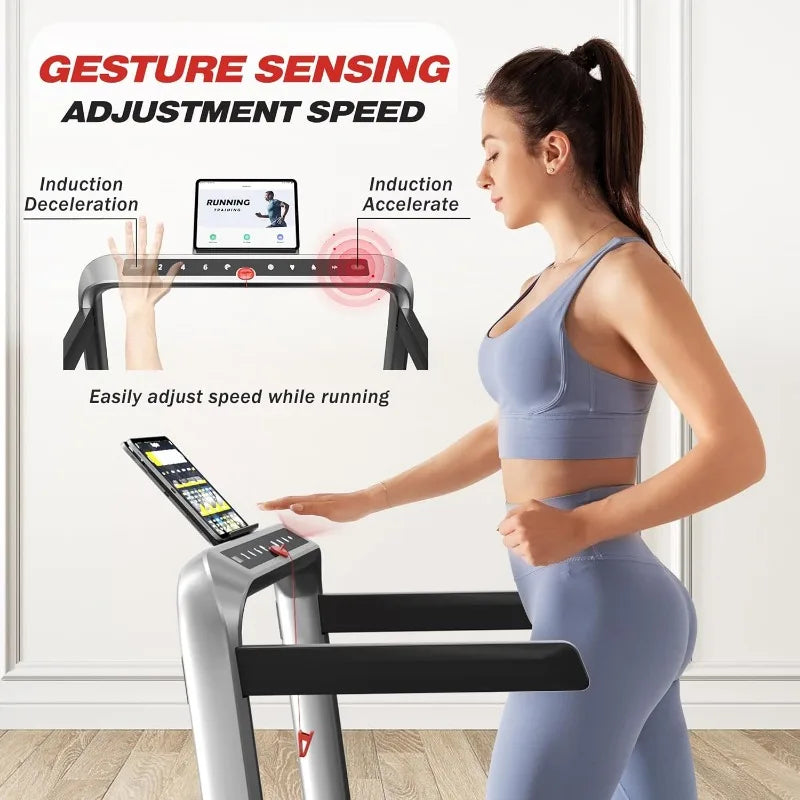 2.5HP Home Folding Treadmills with Incline and Gesture Sensing Control