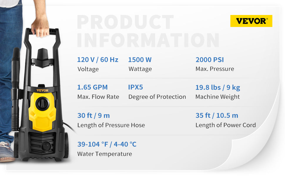 Electric Pressure Washer Power with Quick Connect Nozzles