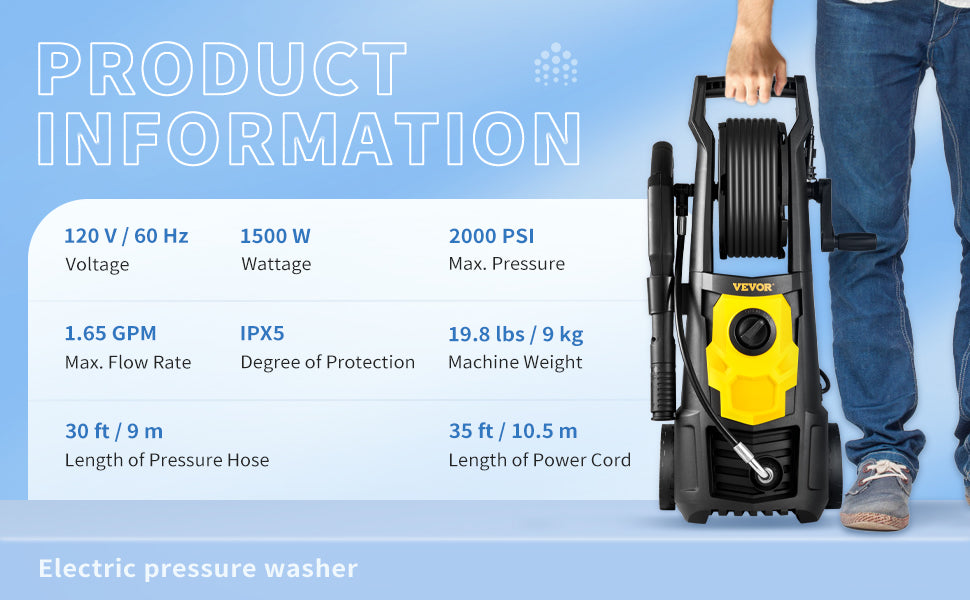 Electric Pressure Washer Power with Quick Connect Nozzles