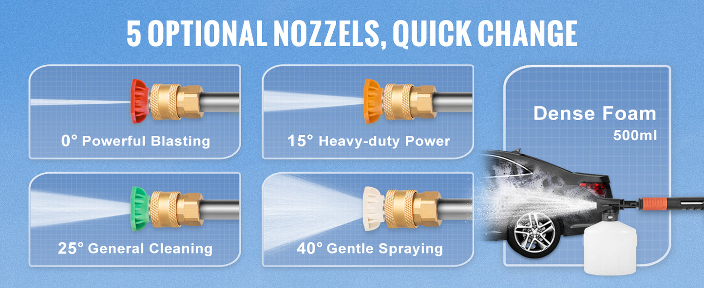 Electric Pressure Washer Power with Quick Connect Nozzles