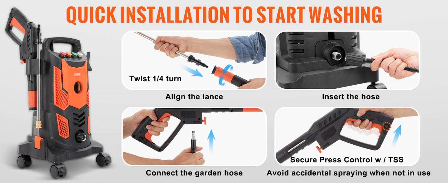 Electric Pressure Washer Power with Quick Connect Nozzles