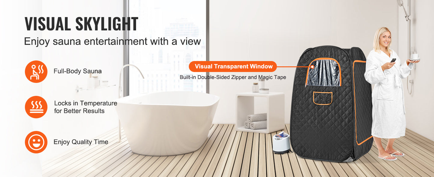 1200-Watt Compact Portable Steam Sauna Tent with Remote Control