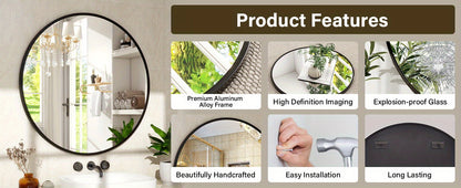36 Inch stylish Round Metal Wall Mirror