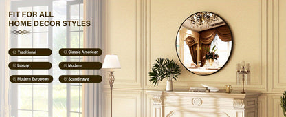 36 Inch stylish Round Metal Wall Mirror