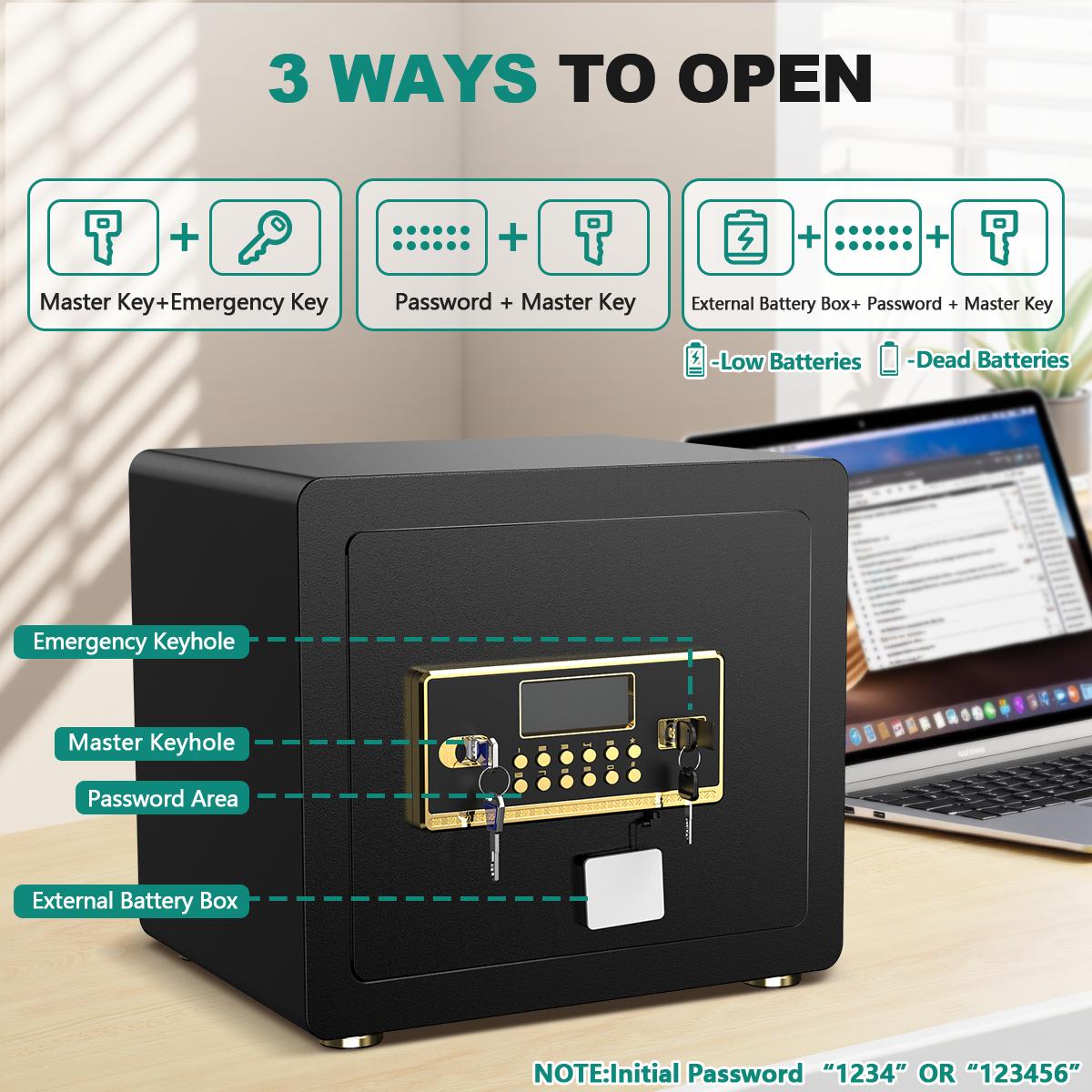 Digital Keypad Home Security Safe with Fireproof Waterproof Bag