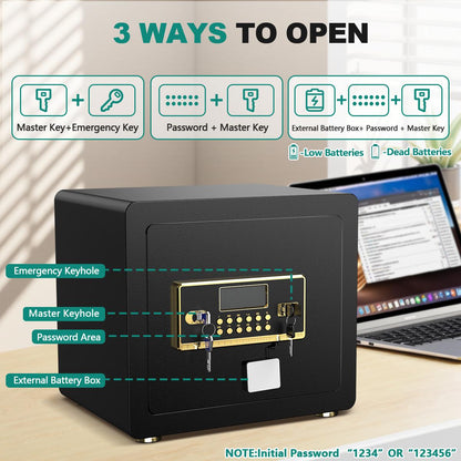 Digital Keypad Home Security Safe with Fireproof Waterproof Bag