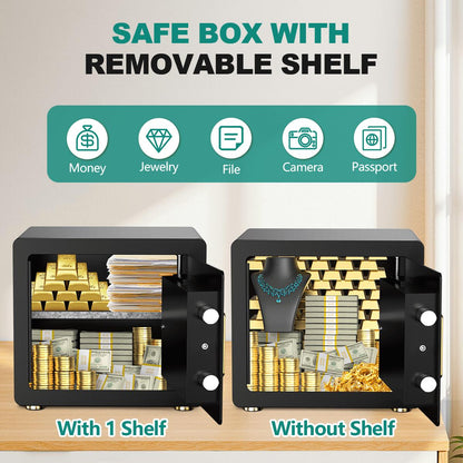Digital Keypad Home Security Safe with Fireproof Waterproof Bag
