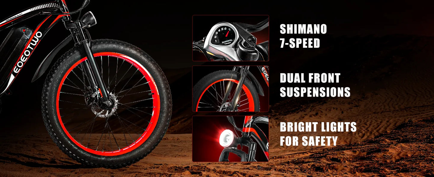 Electric Bike 26"x4.0 All Terrain 34MPH Mountain Bicycle