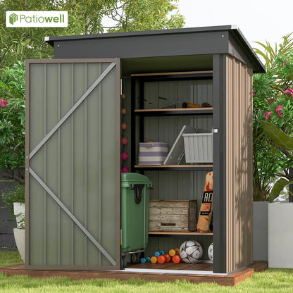 Patio well 5x3 FT Outdoor Storage Shed with Sloping Roof