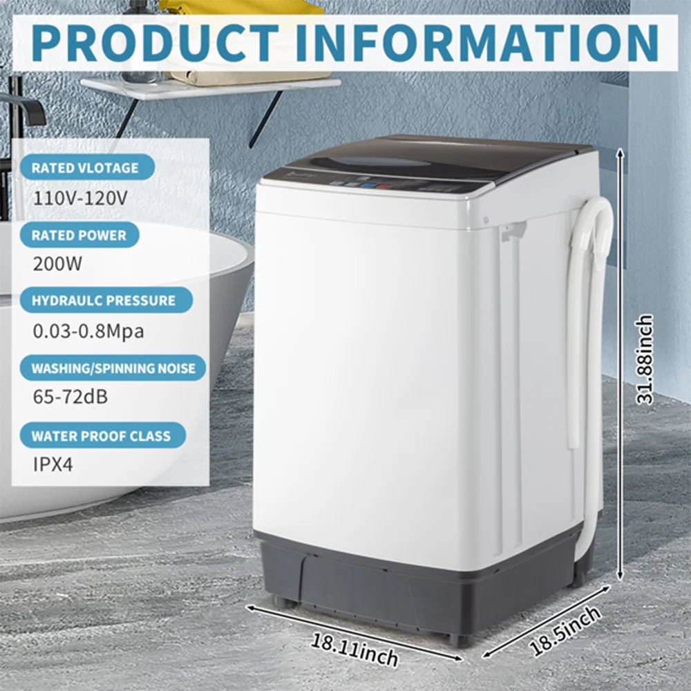 Portable Washer with LED Display, 10 Wash Cycles
