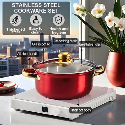 12-Piece, Stainless Steel, Non-Stick, Kitchen Cookware