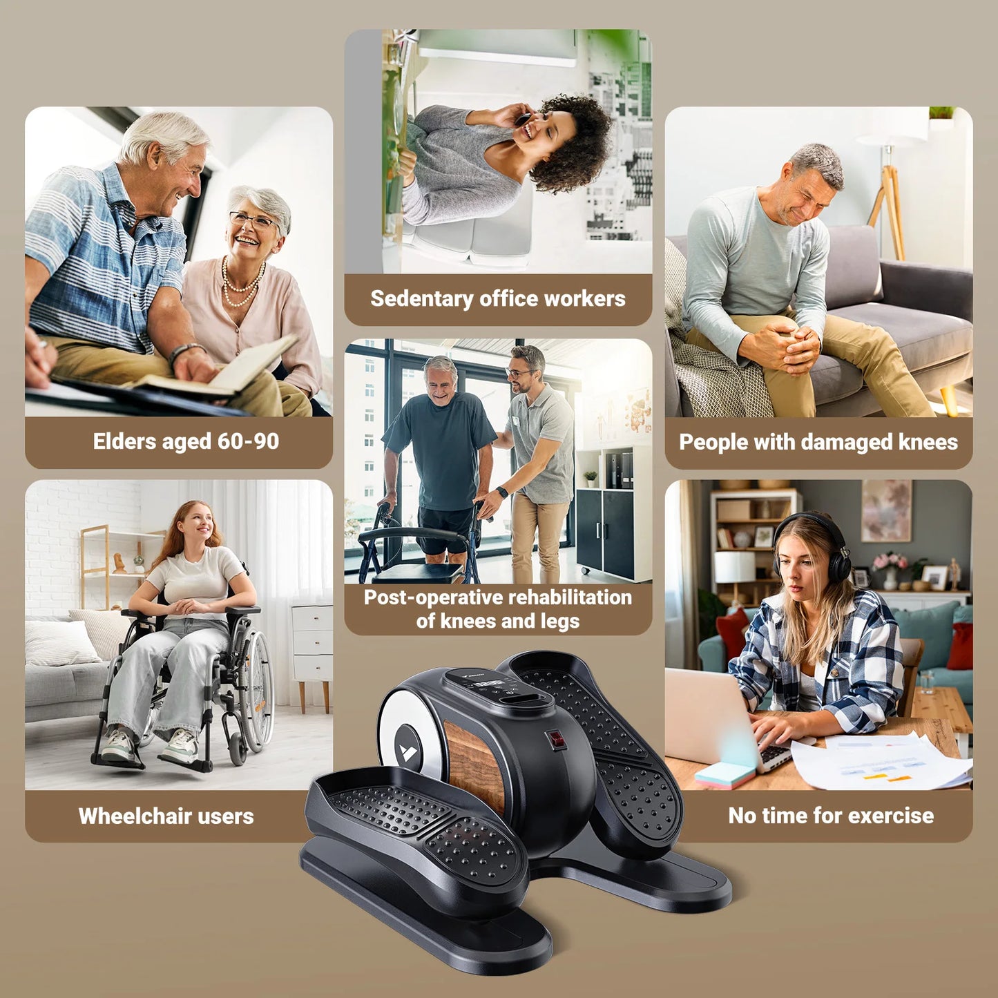 Under Desk Elliptical Leg Exerciser Electric for Seniors