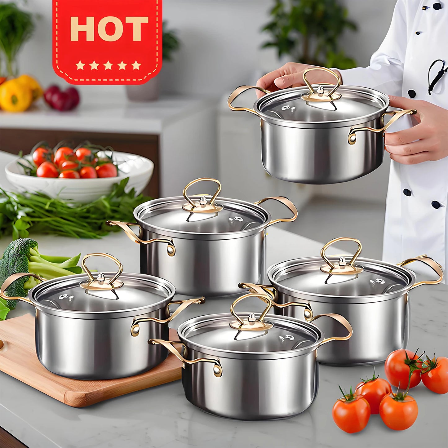 12-Piece, Stainless Steel, Non-Stick Cookware Set