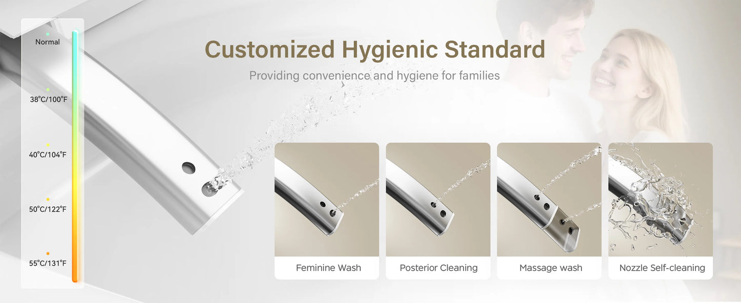 Smart Toilet with Built-in Bidet, AUTO Open/Close.