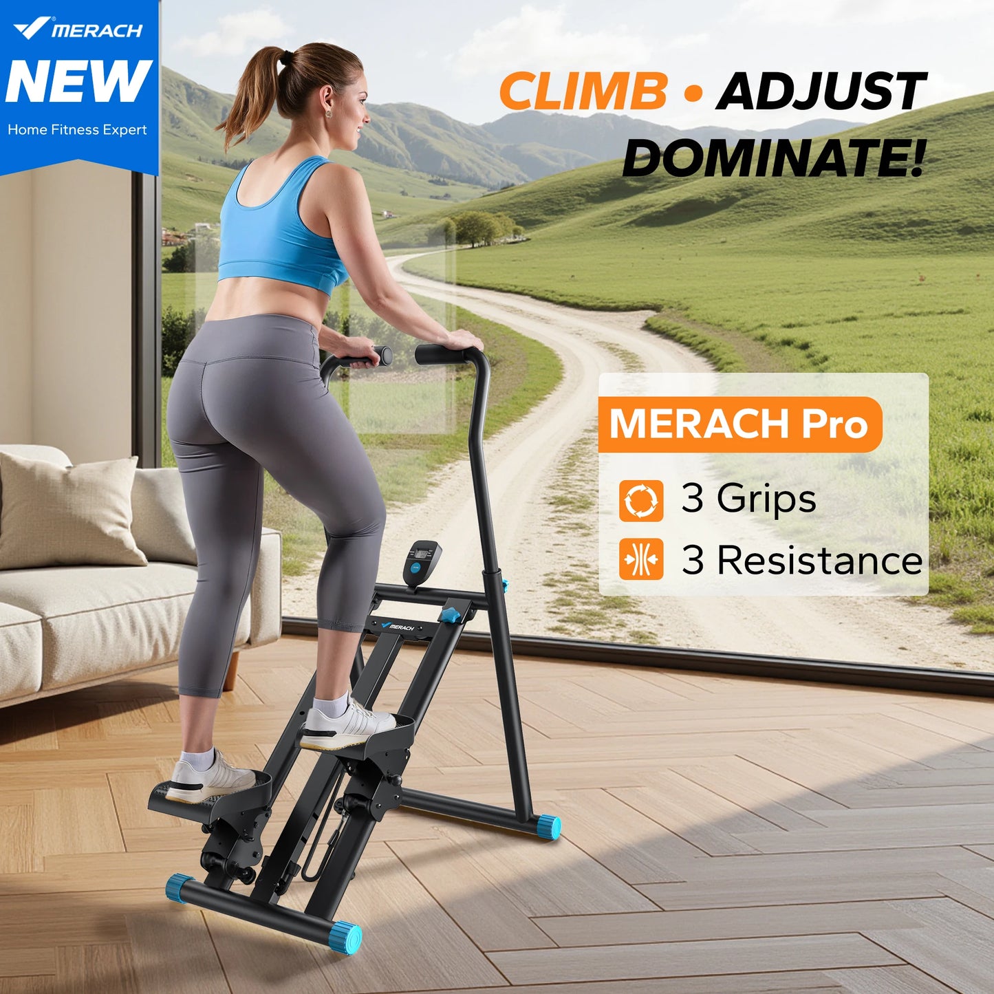 Stair Stepper Folding Exercise Climber with Extended Step Range