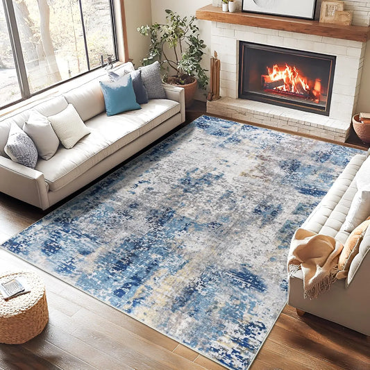 Living Room Area Rugs Machine Washable Non-Slip Carpet.