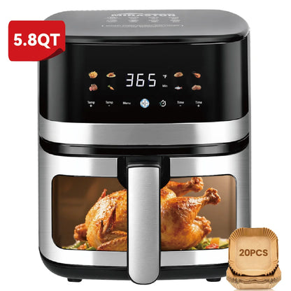 5.8QT Digital Air Fryer with Adjustable Tempters