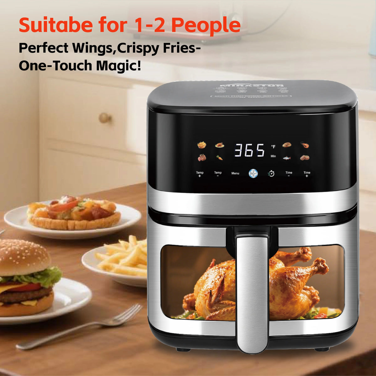 5.8QT Digital Air Fryer with Adjustable Tempters