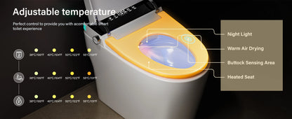 Smart Toilet with Built-in Bidet, AUTO Open/Close.