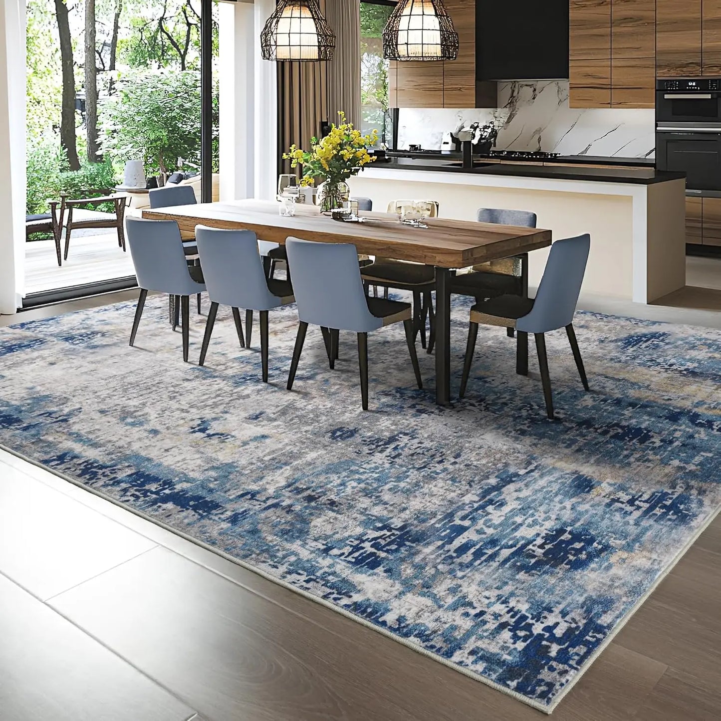 Living Room Area Rugs Machine Washable Non-Slip Carpet.