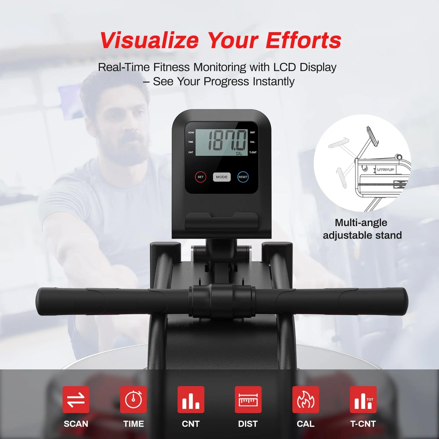 16 Levels Quiet Resistance Foldable Compact Rowing Machine