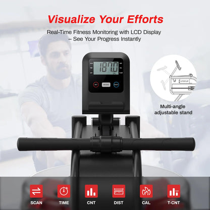 16 Levels Quiet Resistance Foldable Compact Rowing Machine