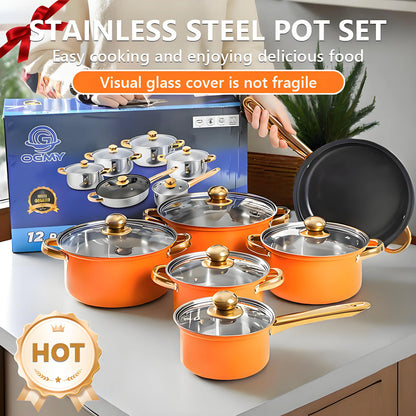 12-Piece, Stainless Steel, Non-Stick Cookware Set