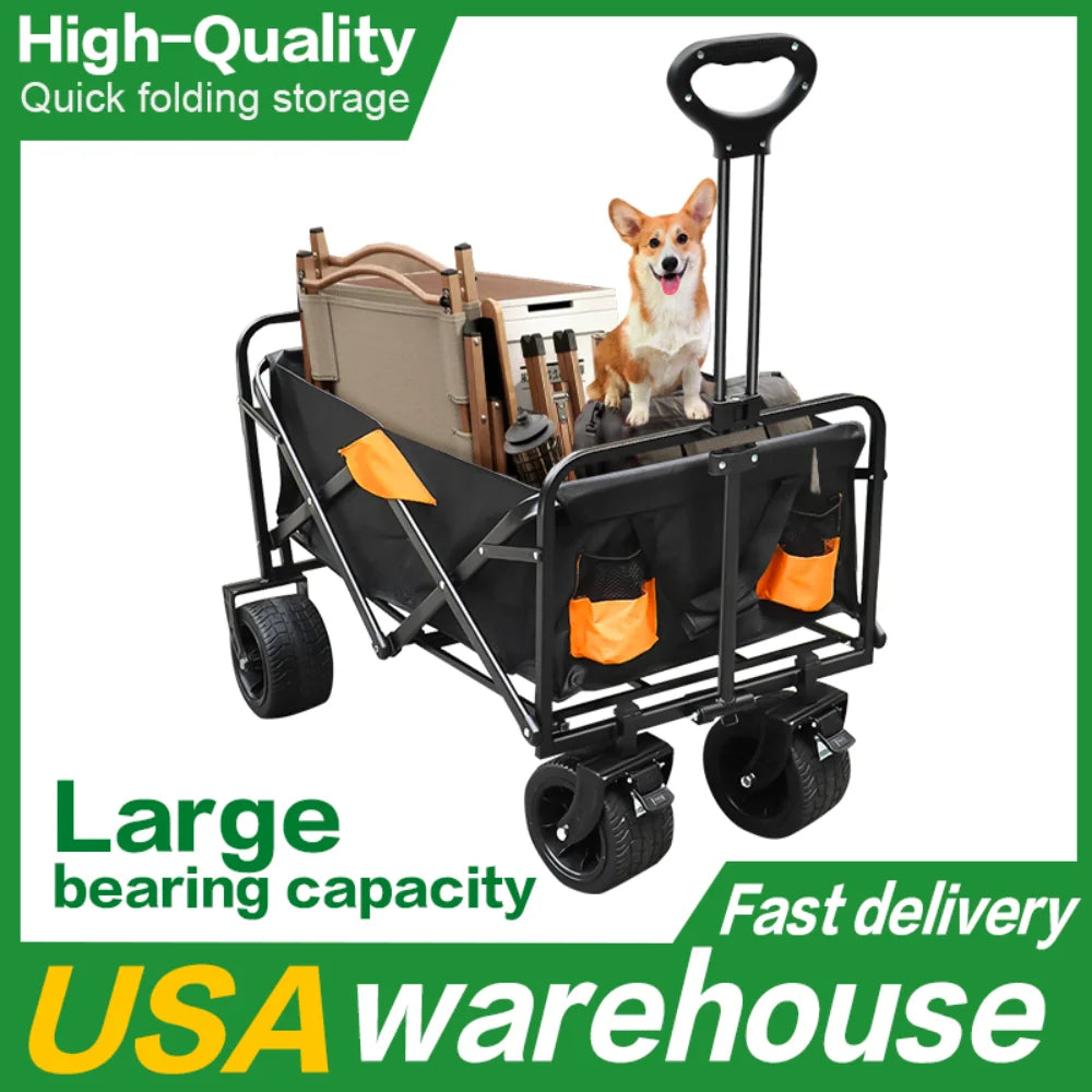 Heavy-Duty Collapsible Utility Wagon Cart With All-Terrain Wheels