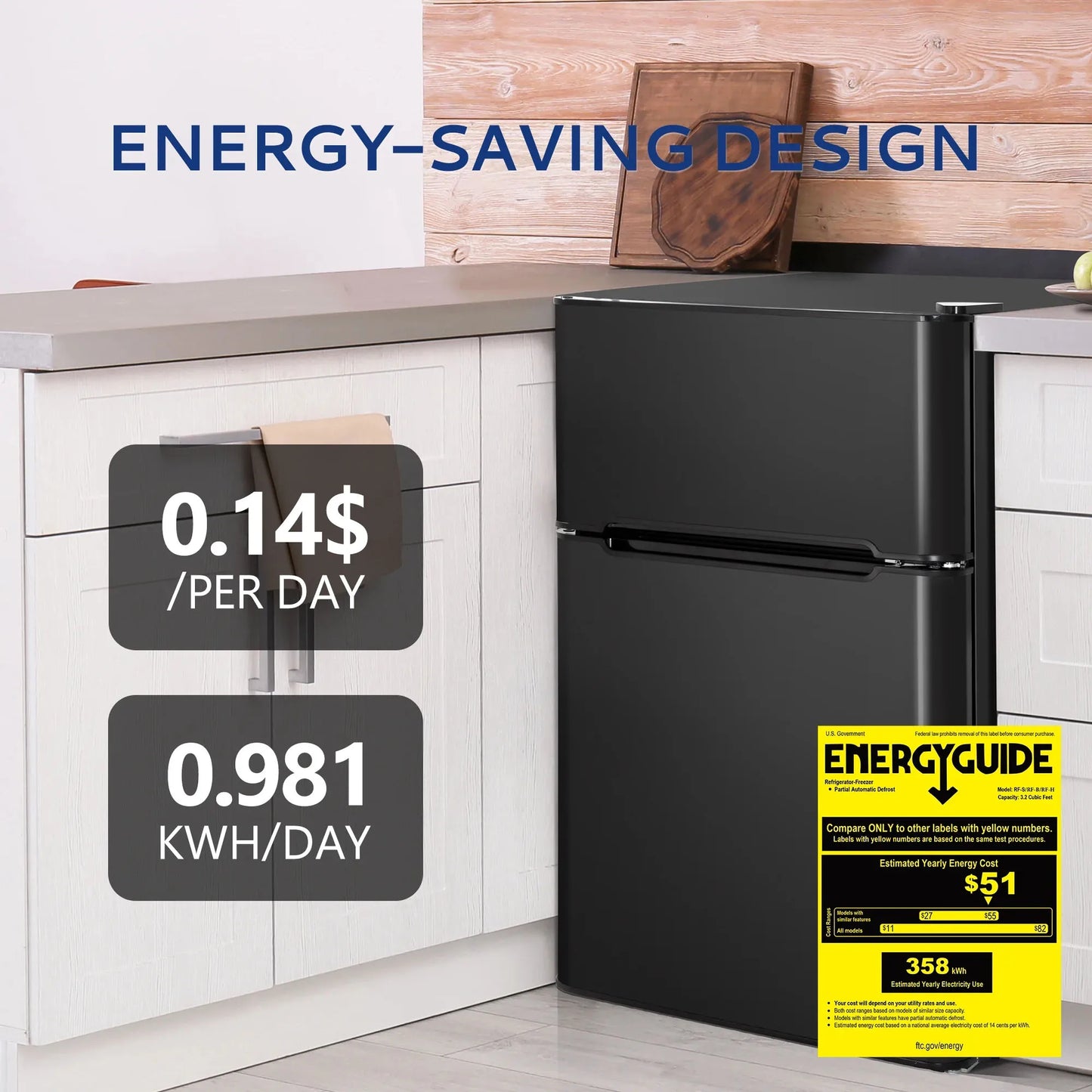 3.15 Cu ft Mini Fridge with Freezer