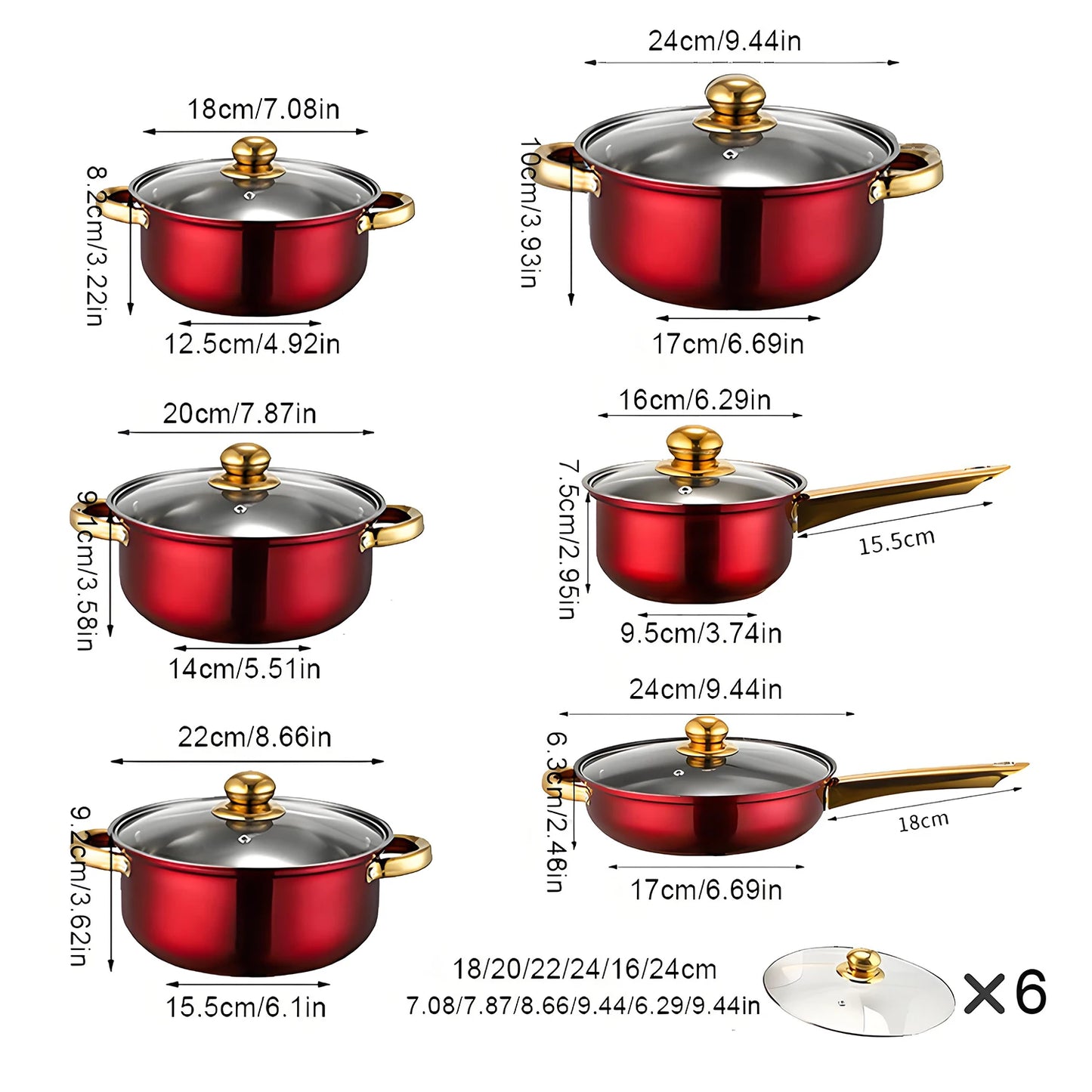12-Piece, Stainless Steel, Non-Stick, Kitchen Cookware