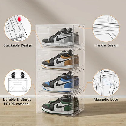 10 Pack Large, Shoe Storage Organizer with Lids