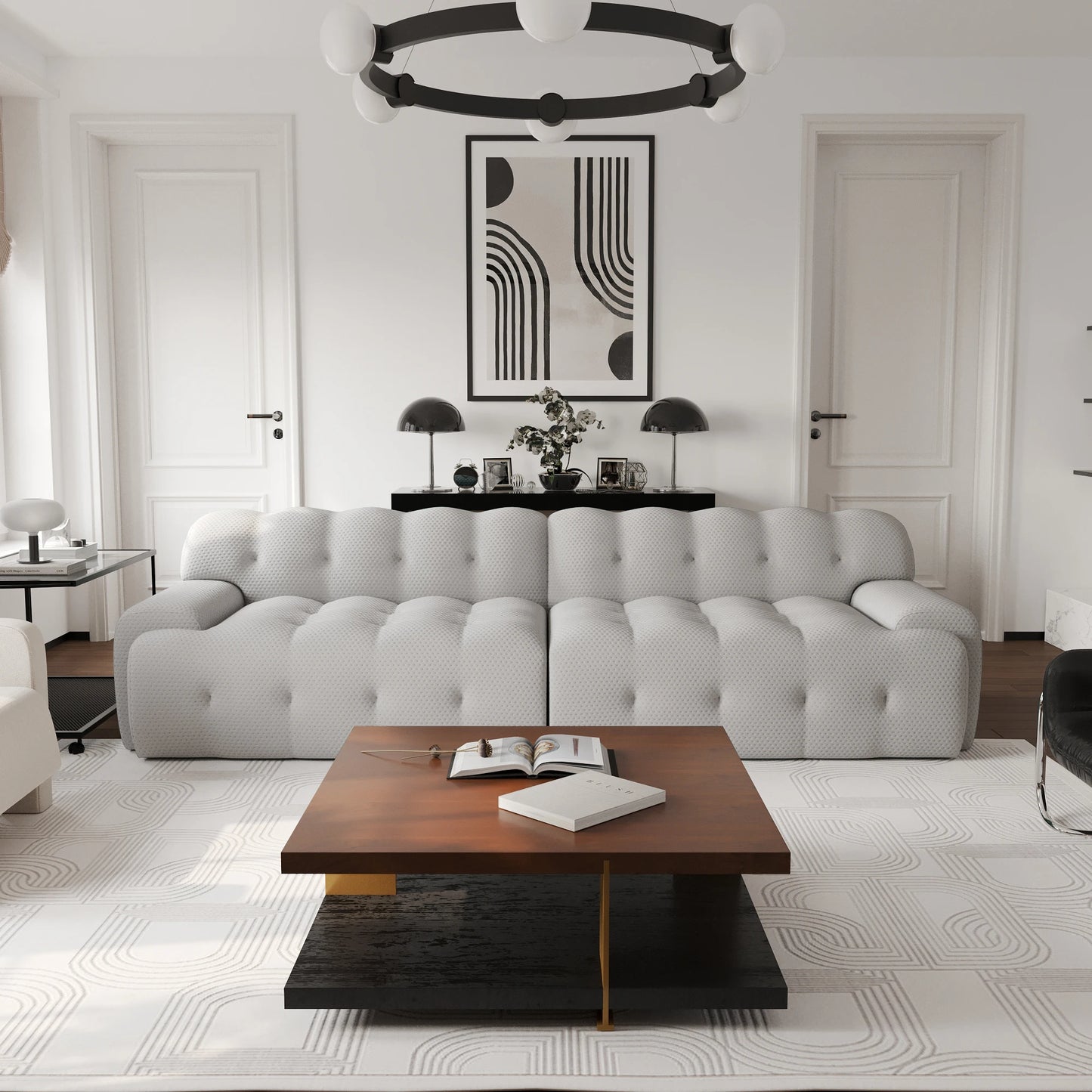 102.4inch Oversized Modular Sectional Sofa Curved Loveseat