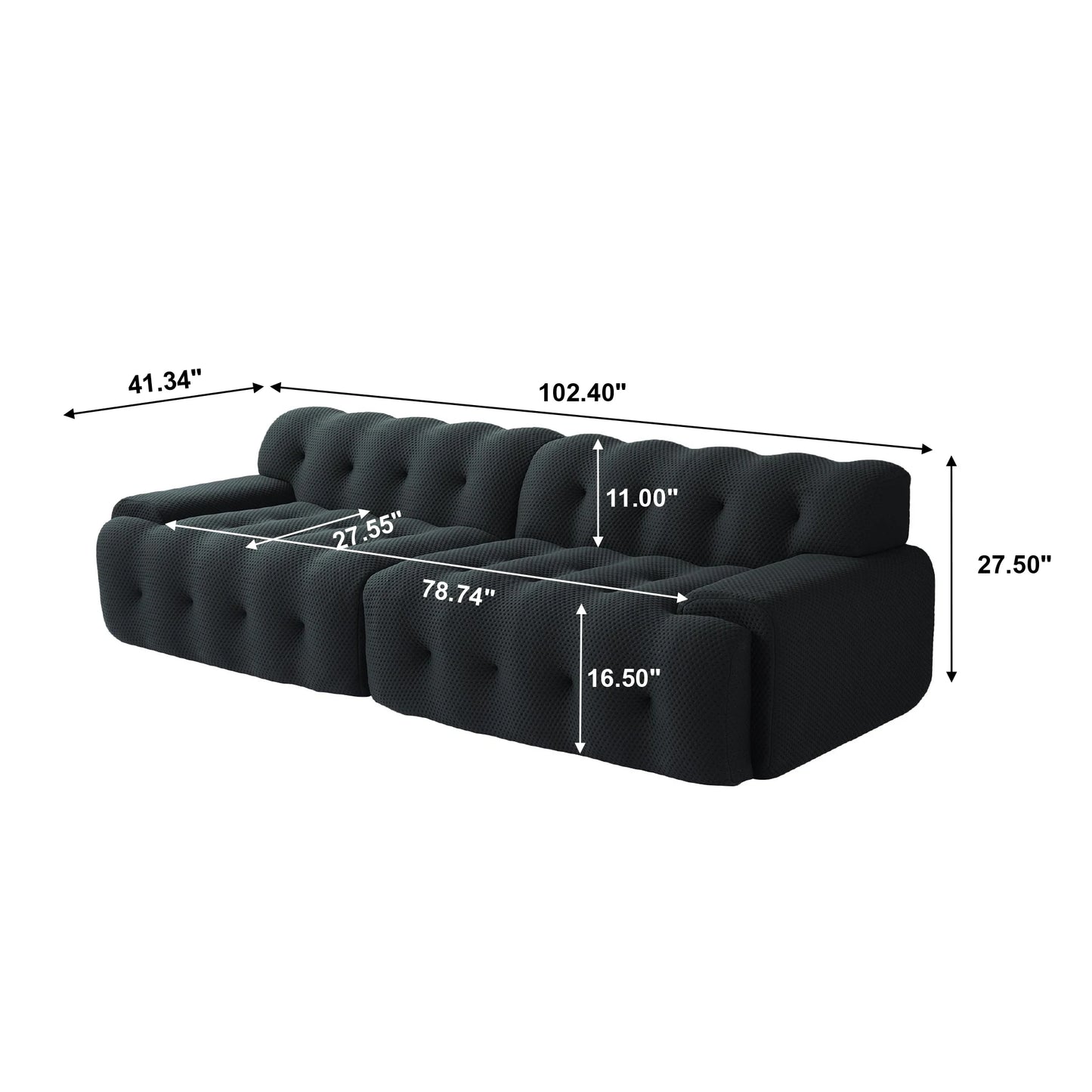 102.4inch Oversized Modular Sectional Sofa Curved Loveseat