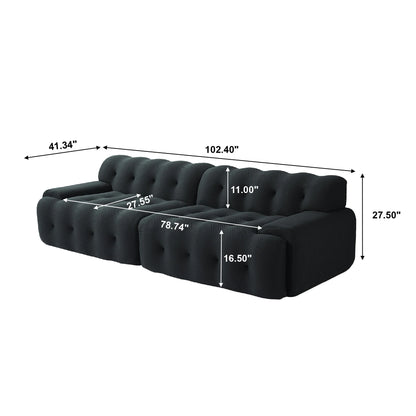 102.4inch Oversized Modular Sectional Sofa Curved Loveseat