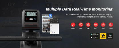 16 Levels Quiet Resistance Foldable Compact Rowing Machine