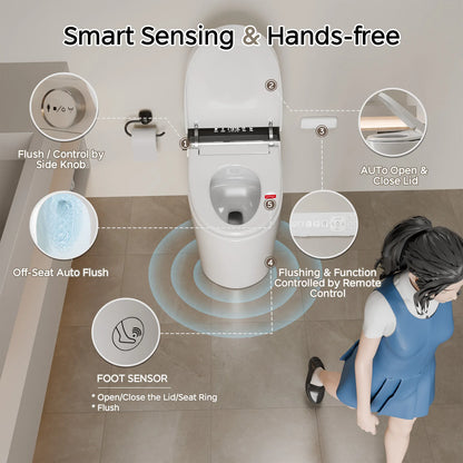 Smart Toilet with Built-in Bidet, AUTO Open/Close.