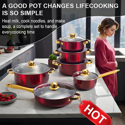12-Piece, Stainless Steel, Non-Stick, Kitchen Cookware