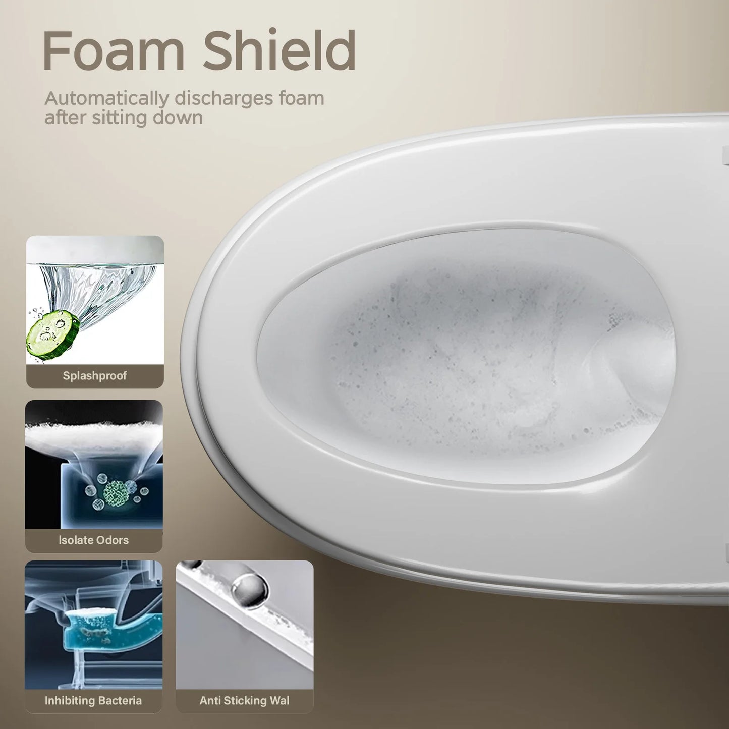Smart Toilet with Built-in Bidet, AUTO Open/Close.