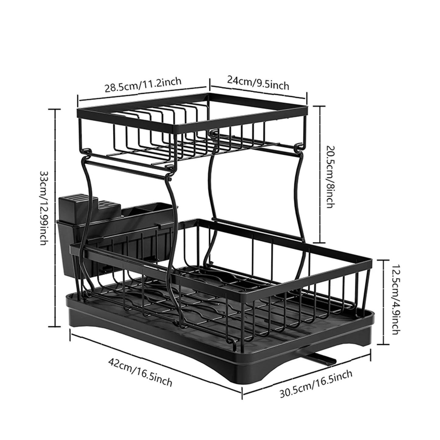Home Kitchen 2-Tier Stainless Steel Foldable Dish Racks