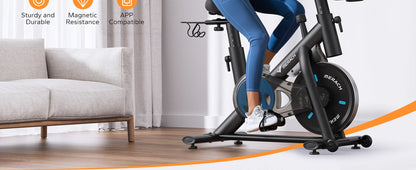 Stationary Bike with Exclusive App Low Noise with Fitness Courses