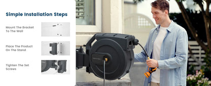 Heavy Duty Retractable Garden Hose Reel with Any Length Lock