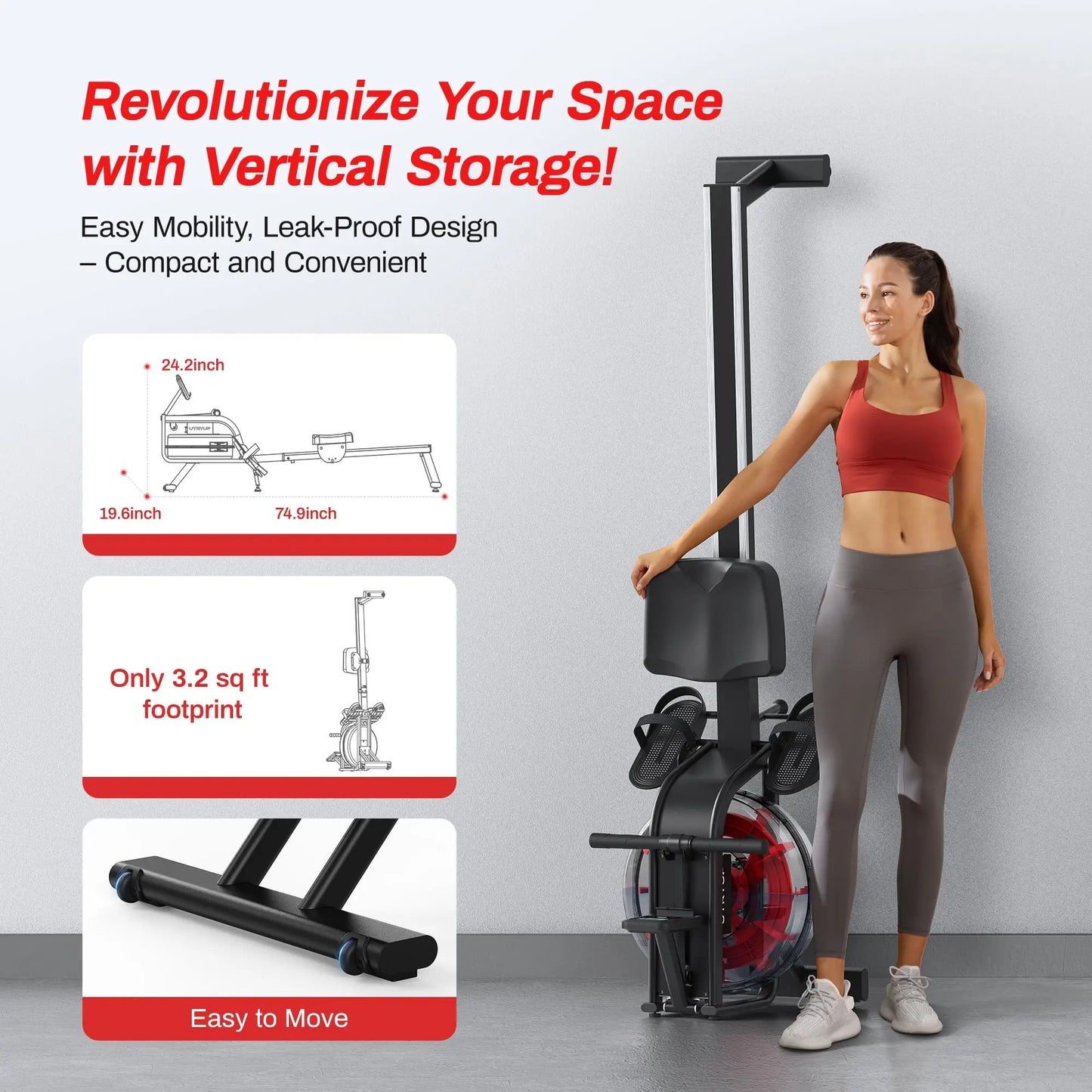 16 Levels Quiet Resistance Foldable Compact Rowing Machine