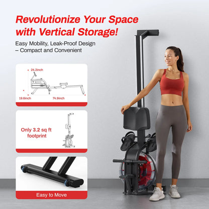 16 Levels Quiet Resistance Foldable Compact Rowing Machine